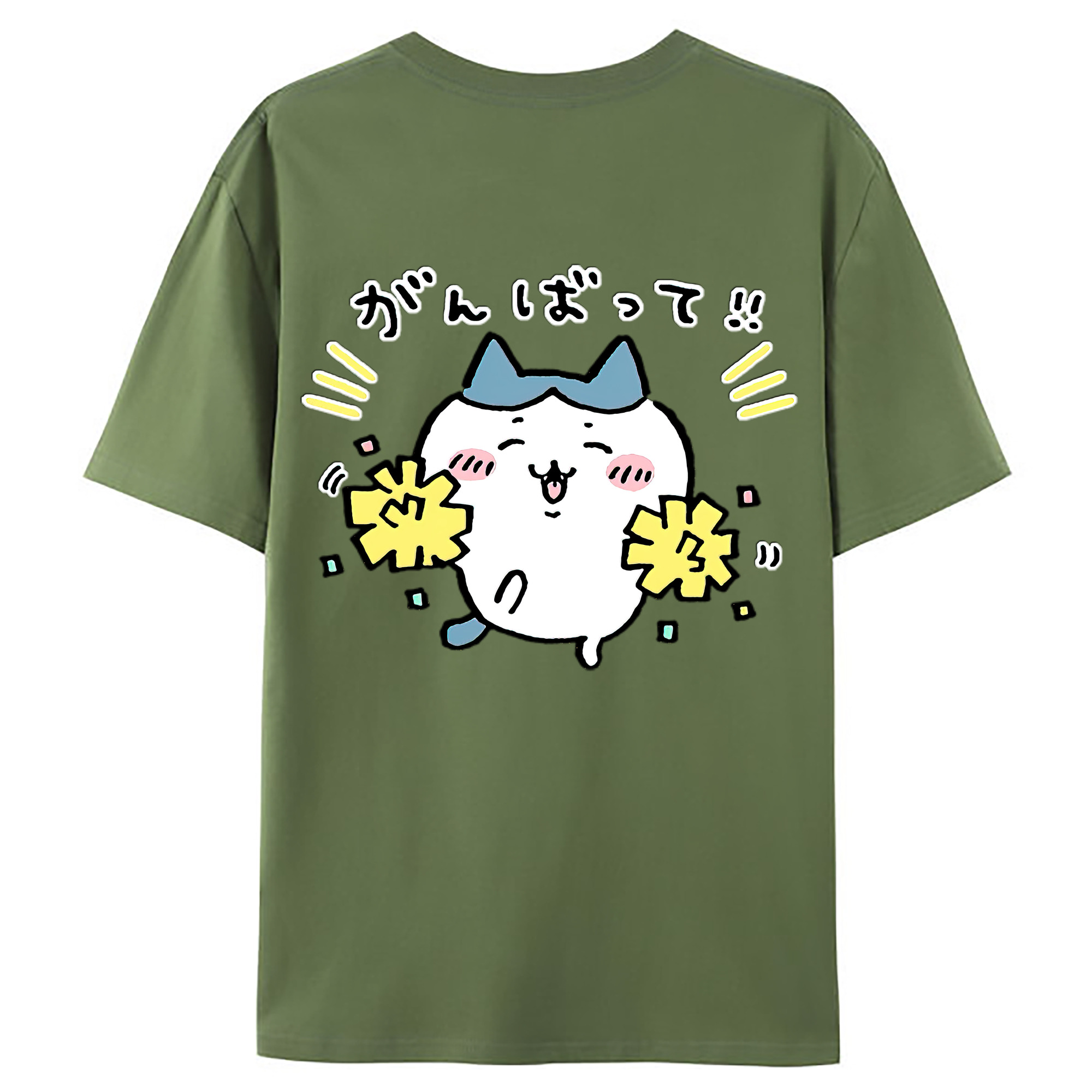 （画像用） ちいかわ ハチワレ Chii-kawa hachiware 綿100％ メンズ半袖Tシャツ（バックプリント） 通気性